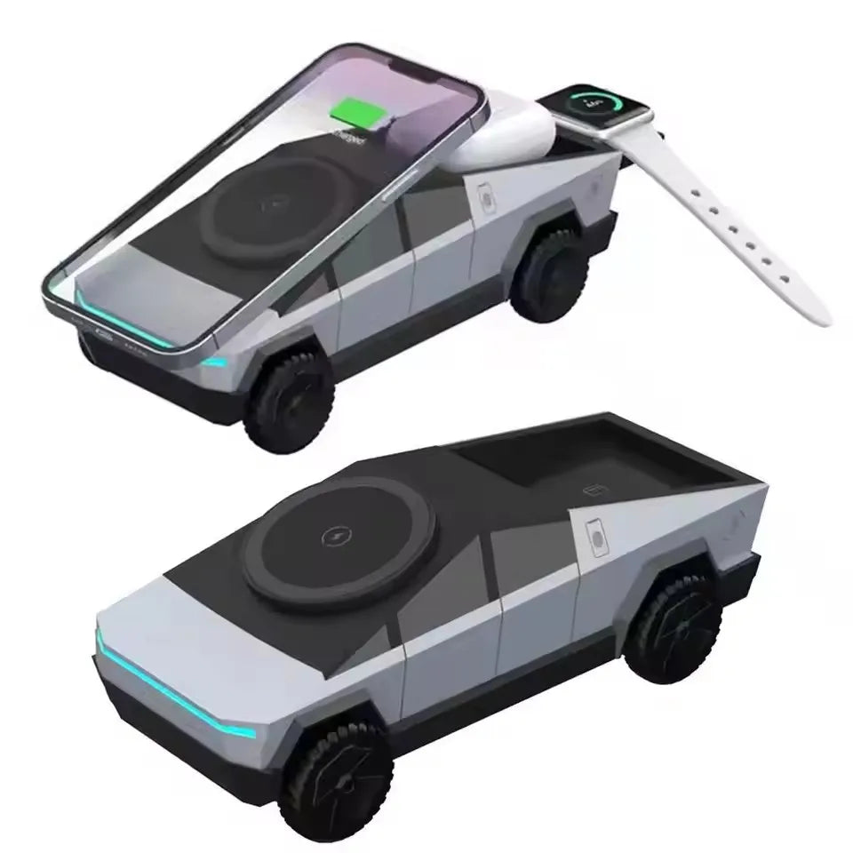 Cybertruck Magnetic Wireless Charger 3-In-1 Wireless Charger Magnetic 15W Fast Charging Mobile Charger