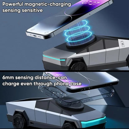 Desktop Cybertruck 3 in 1 Magnetic Fast Wireless Charger Phone Stand for Iphone 17 16 15 Pro Max Apple Samsung Watch Airpods Pro