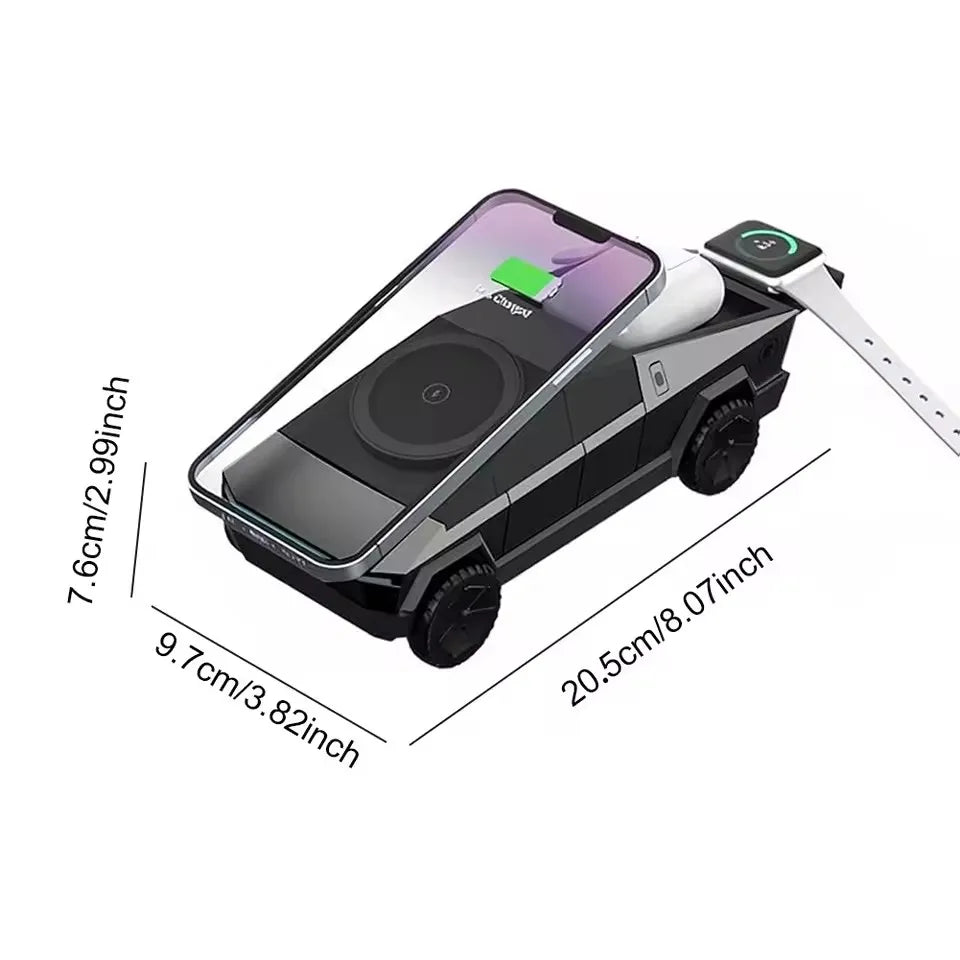 Cybertruck Magnetic Wireless Charger 3-In-1 Wireless Charger Magnetic 15W Fast Charging Mobile Charger